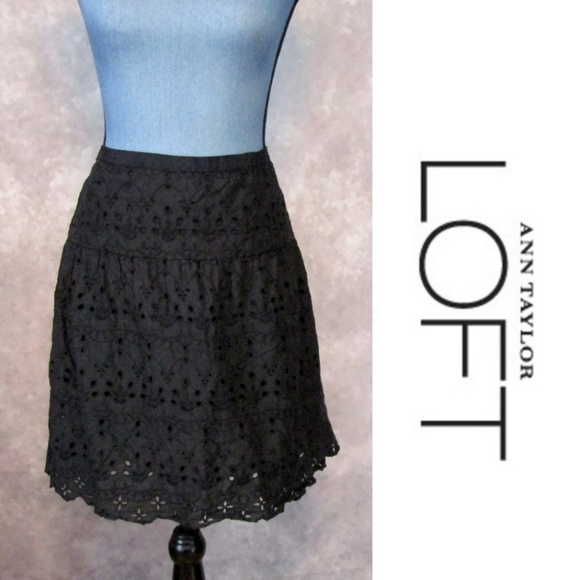 LOFT Dresses & Skirts - LOFT Black Eyelet Skirt Size 14